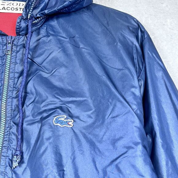 Vintage Izod Lacoste Windbreaker Mens Size Large Blue Full Zip Jacket Hooded - Picture 3 of 13